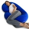 PharMeDoc Pregnancy Pillow with BLUE Jersey Cover - C Shaped Body Pillow for Pregnant Women