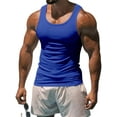 thumbnail image 2 of Bellella Hauts d'Été pour Hommes Couleur Unie Débardeurs Muscle Col Rond Léger Sans Manches T-Shirt Homme Bleu 2TG, 2 of 3