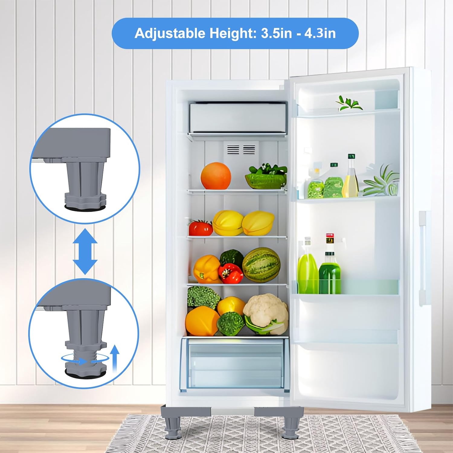 Adjustable Mini Fridge Stand, Portable Washer Stand Base with 4 Support Feet, Refrigerator Dryer and Washing Machine Pedestal for Laundry Room