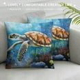 thumbnail image 3 of GOSMITH  Throw Pillow Cover Sea Turtle Ocean Theme Nautical Animal Underwater Marine Plants Seaweed Pattern Wildlife Decor Lumbar Pillow Case Cushion for Sofa Couch Bed Standard Queen, 3 of 5