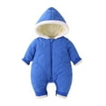 thumbnail image 2 of lulshou Baby Jumpsuit Boys and Girls Fashion Solid Color Cute Ear Thickening Keep Warm Jumpsuit Long Sleeve Hoodies Romper (18 Months), 2 of 5