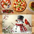 thumbnail image 2 of JOOCAR Snowman and Cardinal Winter Scene Linen Table Mats Set of 4 for Home Kitchen Table Decor 12x18 inch, 2 of 5