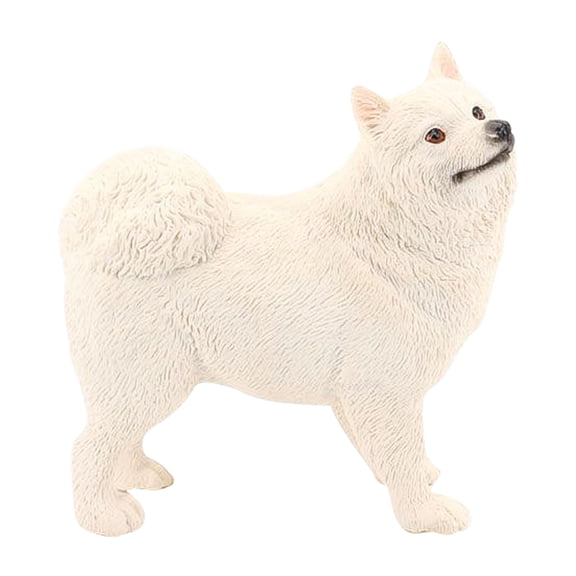 MEIBUTYUP White Plastic Dog Shape Ornament Realistic Samoyed Model for Tabletop Decor
