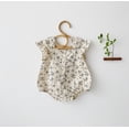 thumbnail image 3 of Salute Infant Baby Girl Ruffle Sleeve Floral Romper Cotton Onesie Bodysuit Summer Jumpsuit Outfit Beige 6-12 Months, 3 of 5