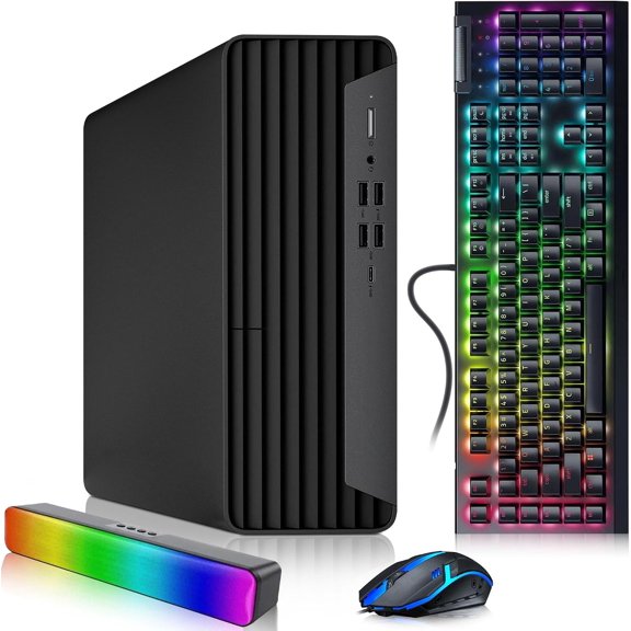 Restored HP EliteDesk G6 SFF Desktop PC, Intel i5-10500, NVIDIA GeForce GTX 1050 Ti , 16GB DDR4 RAM, 1TB SSD Storage, Wi-Fi, RGB SoundBar, RGB Keyboard & Mouse, Gaming Computer, Windows 11 Pro