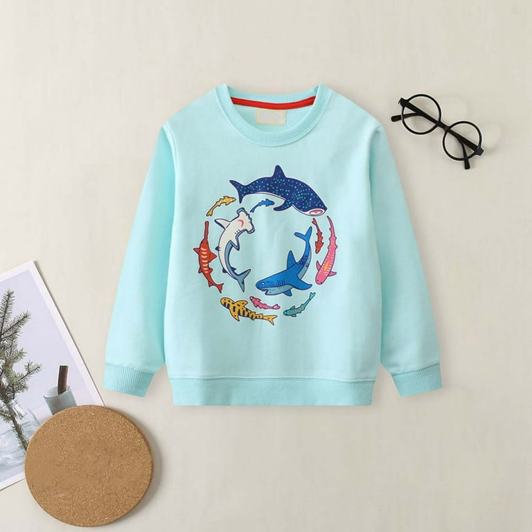 Bainana Sweatshirt For Little Boys Shark Print Long Sleeve Crew
