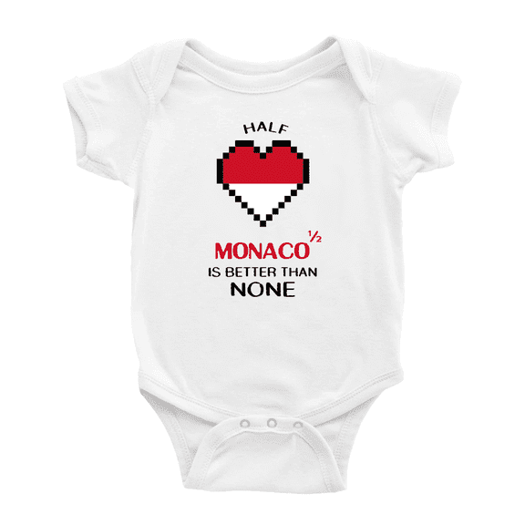 Half Monaco Is Better Than None Cute Baby Bodysuit Newborn Clothes Outfits (White, 18-24 Months)