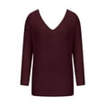thumbnail image 2 of UTSJKR Women's Cable Knit Sweaters Elegant Solid Pearls V Neck Pullover Tops Trendy Twist Loose Fit Cozy Jumper Knitwear Fall Long Sleeve Sweaters 2024 Fashion Clothing Wine S, 2 of 6