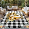 thumbnail image 2 of Sunflower Outdoor Rug for Patio/Deck/Porch, Non-Slip Large Area Rug 3 x 5 Ft, Gnomes Black White Checkered Farmhouse Indoor Outdoor Rugs Washable Area Rugs, Reversible Camping Rug Carpet Runner, 2 of 8
