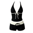 thumbnail image 4 of mgoYE Girls Y2k Vintage 2 Pieces Bikini Set Halter Tankini Top with Shorts Beach Swimsuit Vacation Outfit, 4 of 6