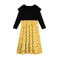 thumbnail image 4 of Abcomgle Girls Maxi Dresses 7-8 Casual Patchwork Ruffle Long Sleeve Girls Long Dresses Floral Print Crew Neck Sundresses Tiered Dresses with Pockets,9-10 Years Yellow, 4 of 5
