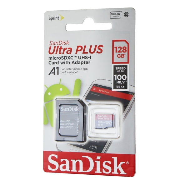 SanDisk Ultra 128GB UHS-I Class 10 MicroSDXC Memory Card Up to 80mb/s SDSQUNC-128G with Adapter