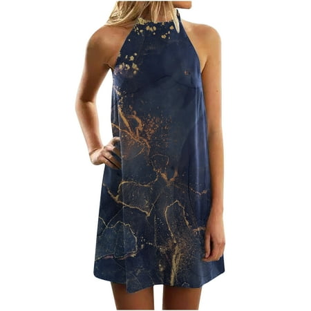 

Juebong Fashion Women Summer Casual Pullover Printing Sexy Sleeveless Mini Dress
