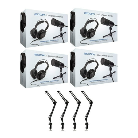 UPC: 0040962915066 | Zoom ZDM-1 4-Person Podcast Microphone Pack Accessory Bundle & Four Boom Arm