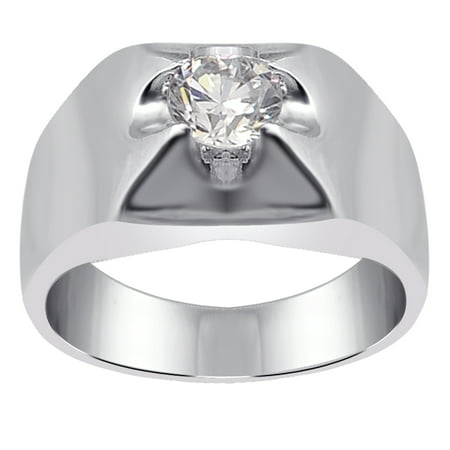 1.3 Ctw Lab Created Round Cut White Cubic Zirconia Ring, April Birthstone Prong 925 Sterling Silver Ring, Best Gift For (The Best Lab Created Diamonds)