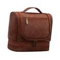 thumbnail image 4 of Neceser con gancho para colgar para hombre, de piel sintética, organizador de viaje, bolsa de baño Marrón, 4 of 9