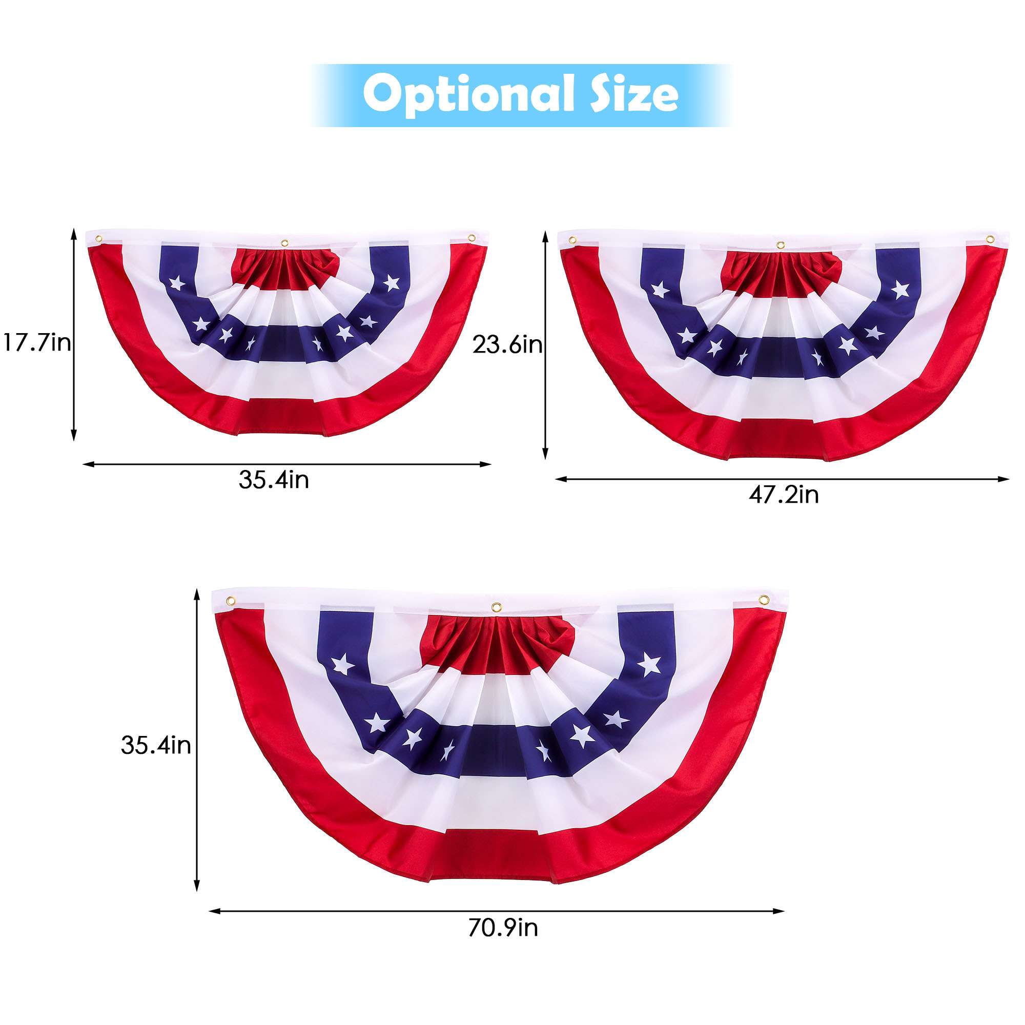 Deago USA Pleated Fan Flag American US Bunting Flag Patriotic Half Fan Banner Flag for 4th of July Memorial Day Indoor Outdoor Decoration (5 Pack, 1.5x3 Feet)