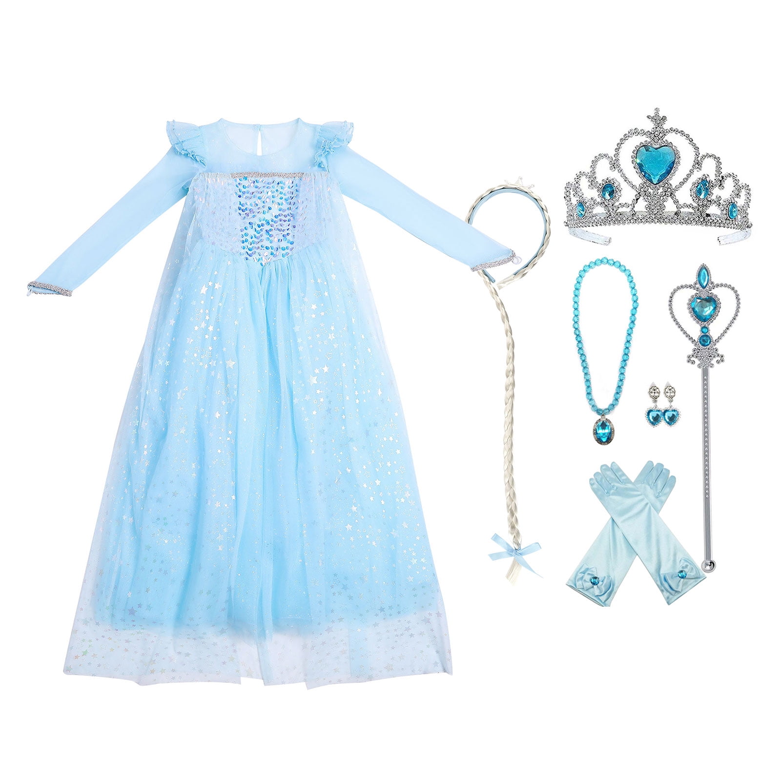 Princess Costume for Girls Dress Birthday Role Play Dress Up with Rich