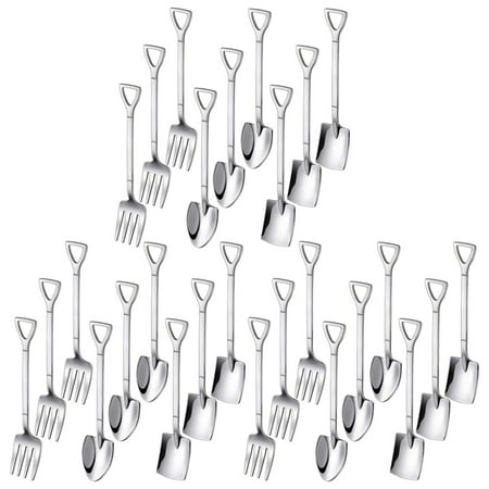 

27 Pieces Shovel Spoon Fork Shovel Coffee Spoon Shovel Handle Dessert Spoon Ice Cream Spoon Shovel Shape Fork Fruit Fork
