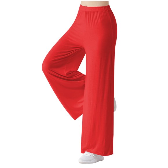 Ersazi Leggings for Women Women's Loose High Waist Wide Leg Pants Workout Out Leggings Casual Trousers Yoga Gym Pants in Clearance Red M