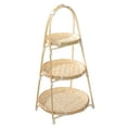 thumbnail image 2 of Esquirla Bamboo Woven Fruit Basket Food Storage Basket Snack Cookies Display Bamboo Serving Tray Snack Storage Basket for Kitchen Desk Three Layer, 2 of 6
