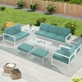 thumbnail image 6 of CozyHom 3-piece Outdoor Aluminum Patio Chairs Furniture Sets, Conversation Set With Coffee Table&Removable Water-Resistant Cushions, White, 6 of 9
