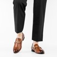 thumbnail image 4 of Men's Leather Faux Leather Loafers Wedding Dress Shoes Brown Men's Gold Buckle, Brown-11, 13 US, 4 of 5