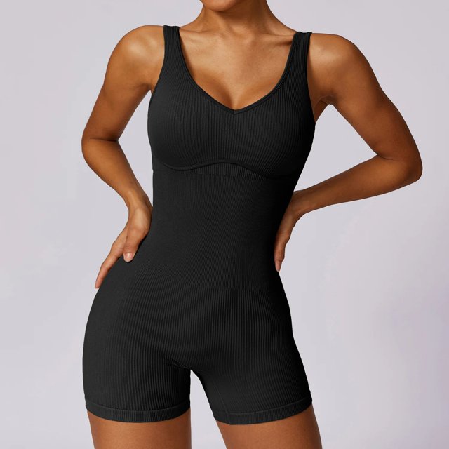 Mono de Yoga sin costuras para mujer, conjunto de Yoga acanalado, ropa de gimnasio, chándal de entrenamiento de realce, mono deportivo de baile, ropa deportiva