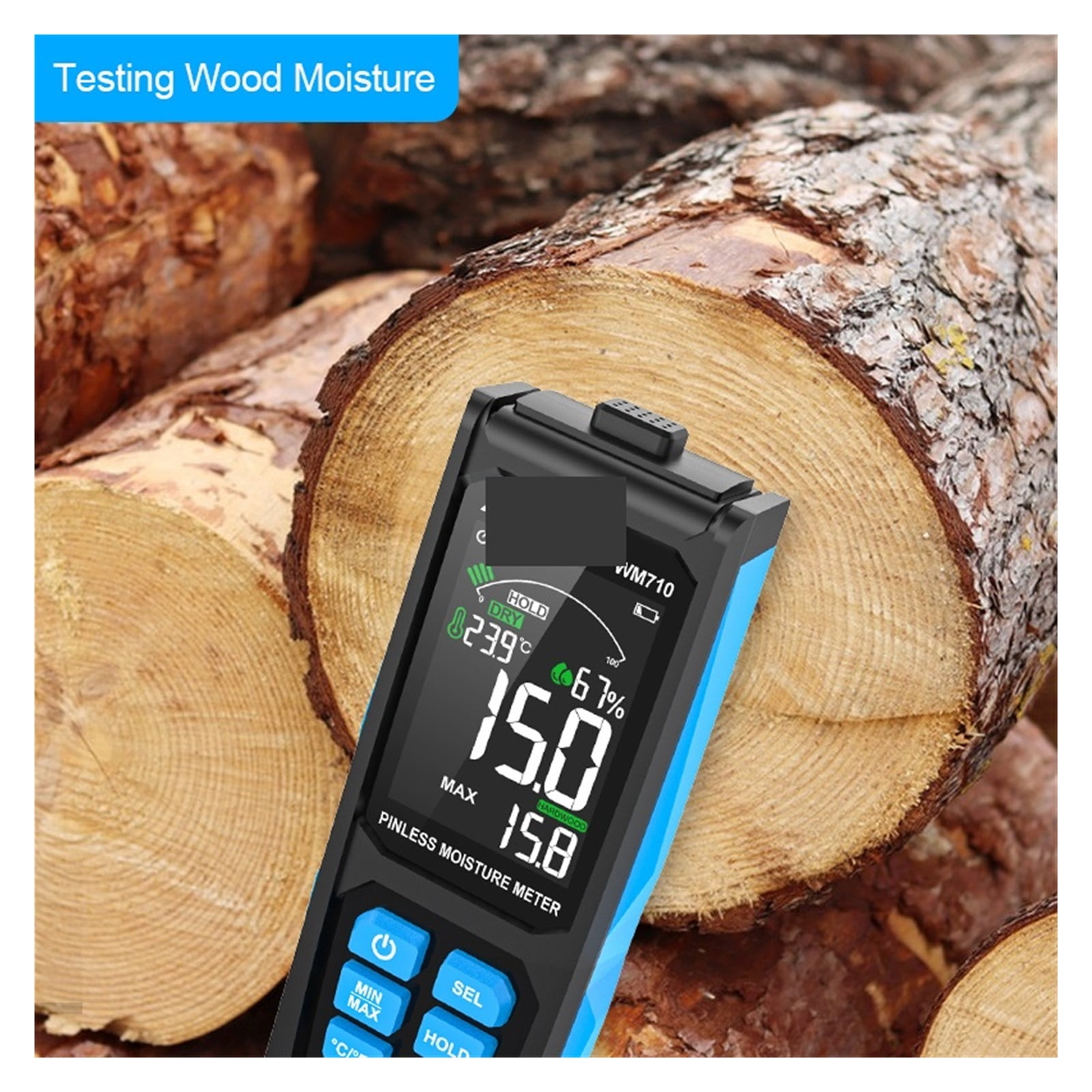 Wood Moisture Meter Inductive Timber Damp Detector Moisture Sensor Humidity Meter Hygrometer Moisture Tool ,Wide Applications