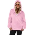 thumbnail image 2 of Cueply Hoodies for Women Fleece Half Zip Pullover Tops Fall Winter Hooded Sweatshirt Jacket Coat with Pockets, 2 of 8