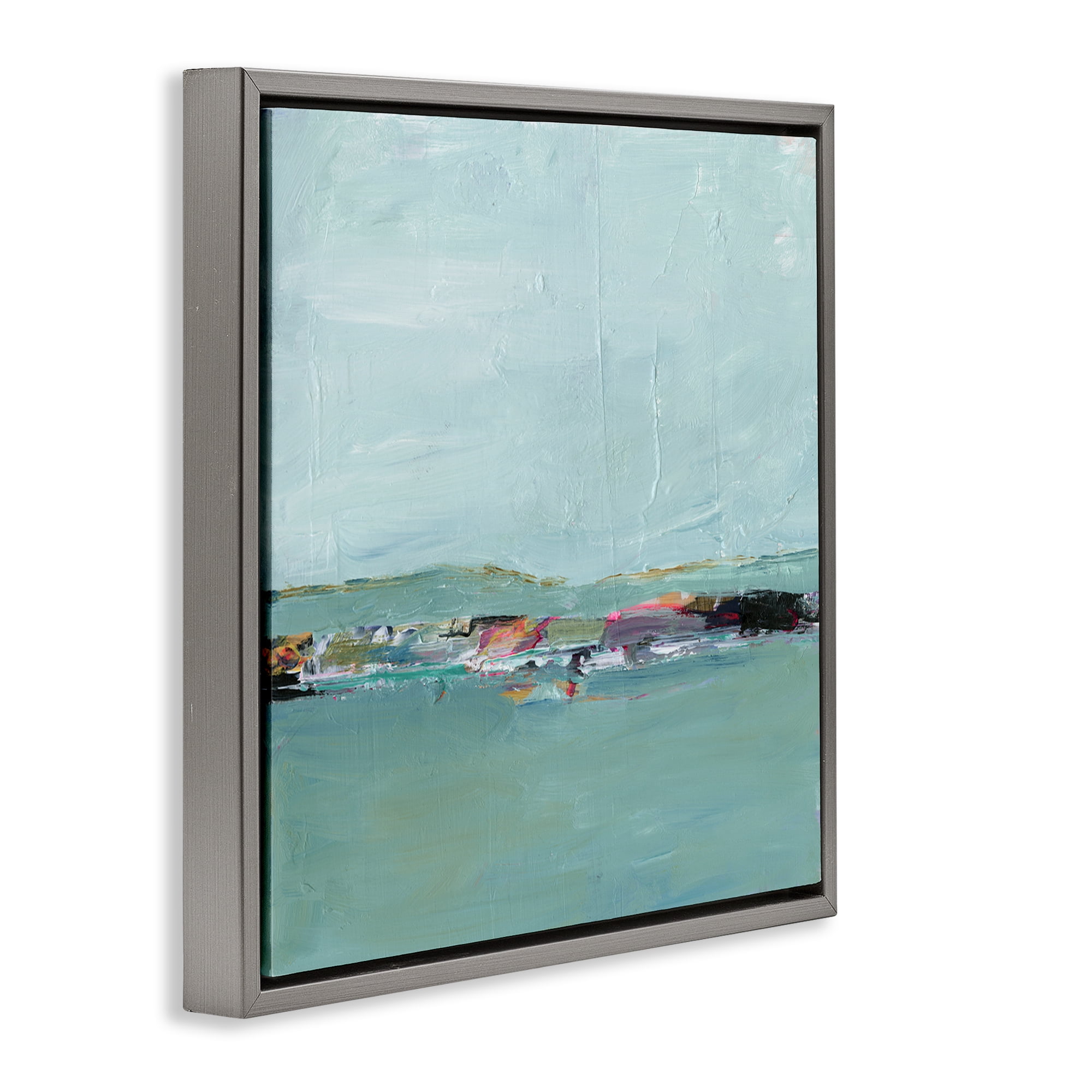 Stupell Industries Distant Ocean View Landscape & Nature Painting Gray Floater Framed Canvas Art Print Wall Art, 18 x 18