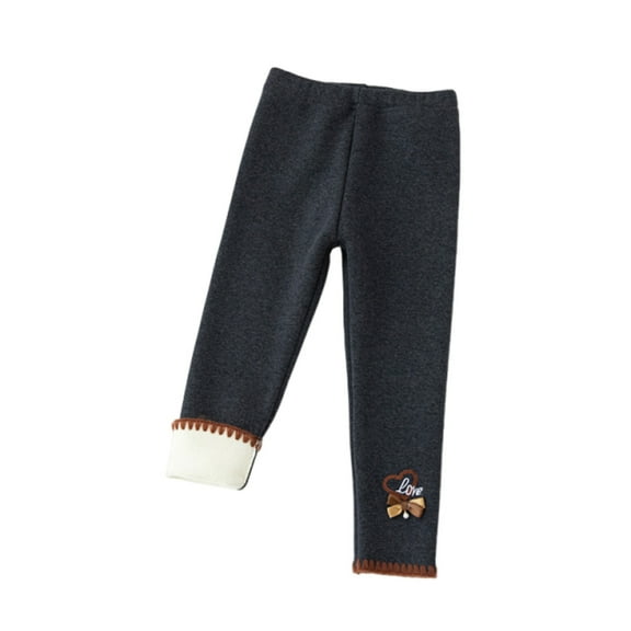 SGFCWSX Girls Thermal Pants Cute Bowknot Thickened Legging Pants Fleece Lining Winter Soft Leggings Dark Gray Size 3 Years