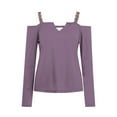 thumbnail image 5 of AXXD Women's Fashion Hoodies & Sweatshirts Purple Basic Summer 2024 Ladies V Neck Casual T-Shirts Long Sleeve Pullover Blouse Tops, 5 of 5