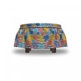 thumbnail image 4 of Colorful Ottoman Cover, Exotic Foliage Stripes, 2 Piece Slipcover Set with Ruffle Skirt for Square Round Cube Footstool Decorative Home Accent, Standard Size, Multicolor, by Ambesonne, 4 of 5