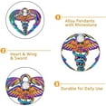 thumbnail image 4 of 30Pcs Alloy Pendants with Rhinestone Heart with Caduceus Charm Medical Sign Charm Rainbow Color 19.5x22x3mm Hole: 1.8mm, 4 of 7