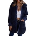thumbnail image 1 of CEHVOM Femmes Hiver Chaud Solide Hiver Allongé Peluche Manches Longues, 1 of 5