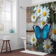 thumbnail image 5 of White Daisy Fabric Shower Curtain Blue Butterfly Washable Shower Curtains for Bathroom, Waterproof Bath Curtain with Hooks Home Decor 72x84in, 5 of 8