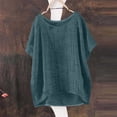 thumbnail image 2 of GZWYHT Cotton Linen Shirts For WomenSolid Shirts Casual Summer Loose Fit Trendy Outfits Gauze Casual Dressy Blouse Outfits Trendy Boho Outfits Crewneck Short Sleeve, 2 of 6