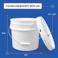 thumbnail image 2 of ePackageSupply 3.5 Gallon Bucket with Lid - Food Grade Bucket with Airtight Gasketed Tear Strip Lid, 90 Mil Heavy Duty HDPE Plastic, BPA Free, for Bulk Food Storage, Made in USA - White, 1 Packs, 2 of 7
