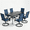 Blue, variant on LOGYAT 7-Piece Backyard Dining Set, 6 Slim Breathable Textilene Swivel Rocking Chairs, Rectangular Black Metal 6-Person Table with Umbrella Hole, Anti-Rust Patio Furniture for Deck, Lawn, Porch