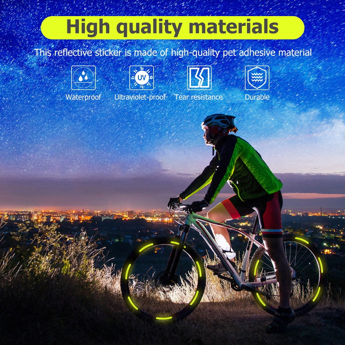 High Visibility Warning Reflective Stickers Safety Black Decals 84pcs. for  Bike Helmet Car Motorcycle 