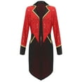 thumbnail image 5 of Sxiwei Women's Circus Ringleader Costume Notch Lapel Long Sleeve Open Front Tailcoat Tuxedo Cosplay Red L, 5 of 7