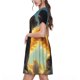 thumbnail image 2 of Balery Golden Cloud Winged Dog Vestidos sueltos de manga corta para mujer, vestidos de verano 2025, vestidos casuales de corte A con vuelo., 2 of 6