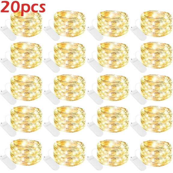 20 Pack Battery Operated LED Fairy Lights, 20 LED 2M Warm White Firefly Lights, Mason Jar Lights, Mini Waterproof LED Lights for Mason Jar Party Crafts Wedding Decoration