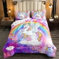 thumbnail image 1 of Juego de Cama Unicornio Rosa,Juego de Cama Boho Rainbow para Niñas y Niños, 1 of 6