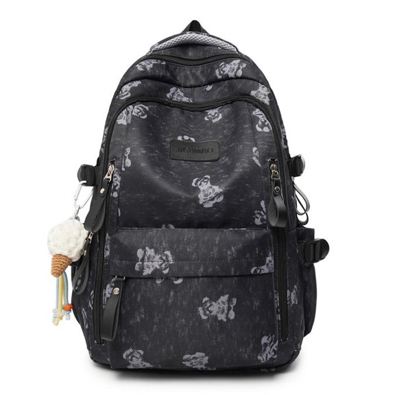 Casual Daily School Travel Bag Lightweight 15.6 Inch School Backpack with Multi-Pocket Large Capacity for Women Casual (Black)