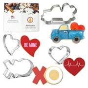 Valentines Heart Cookie Cutters Set 4 Pc Truck XO by Foose Cookie Cutters, Tin Plated Steel, USA