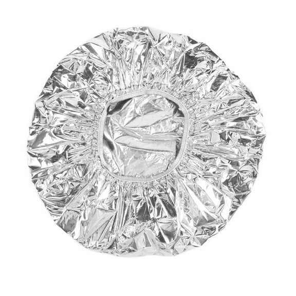 Shower Cap Heat Insulation Aluminum Foil Hat Elastic Bathing for Women Hair Salon Bathroom -Silver