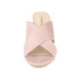 thumbnail image 6 of BLISSFUL STEP Women's Sandals Block Heels Crisscross Strap Mules Slide Sandals Pink 7.5, 6 of 7