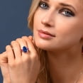 thumbnail image 5 of Gem Stone King 11.06 Ct Blue Created Sapphire Red Created Ruby 18K Rose Gold Plated Silver Ring (Size 8), 5 of 5